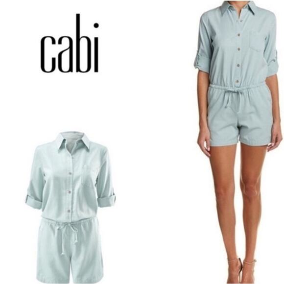 CAbi 5107 Alexa Romper in Faded Blue Collard Jumpsuit Button Down Playsuit - Picture 9 of 9